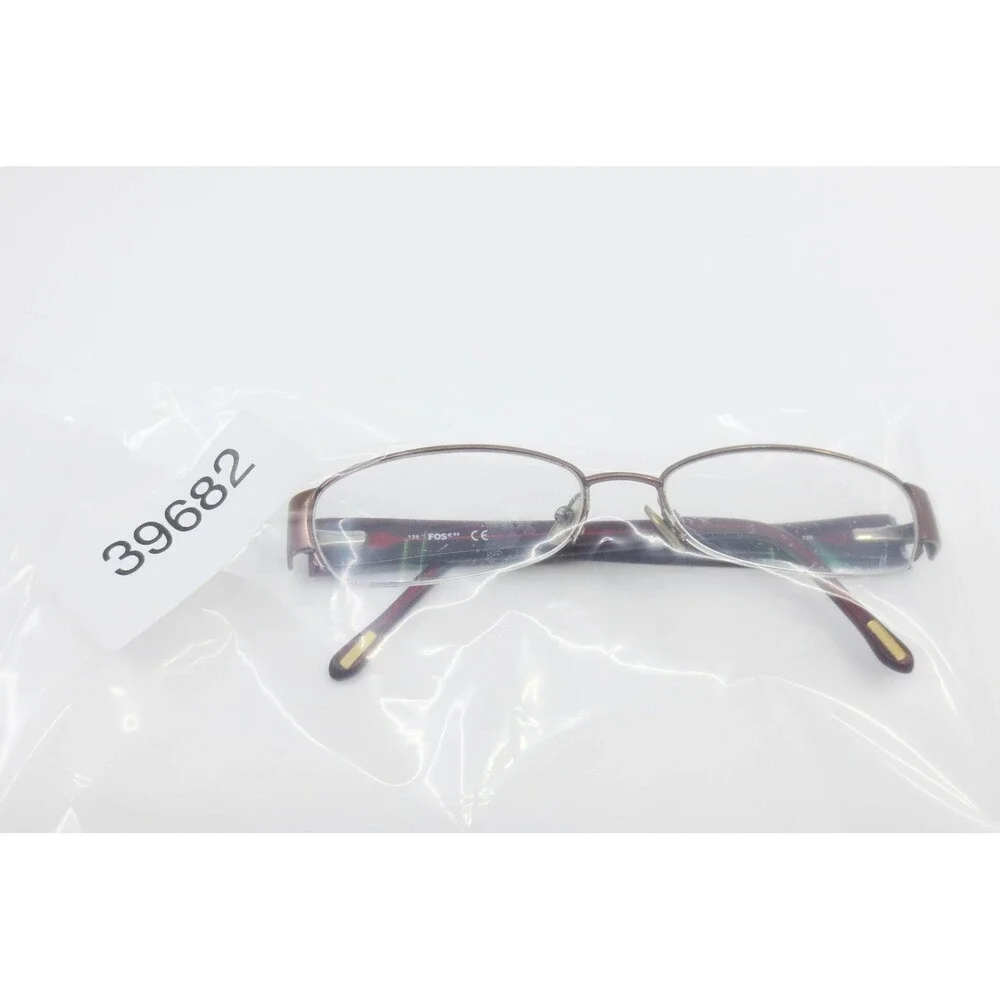 Fossil Paige 065T Brown Tortoise Rectangular Half Rim Eyeglasses 54-16-135